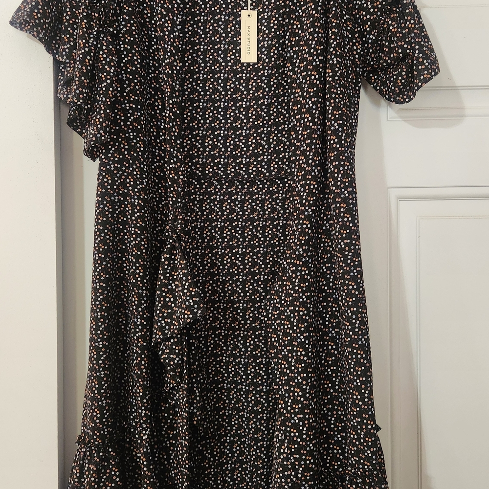 Max Studio Polka Dot Wrap Dress M NWT